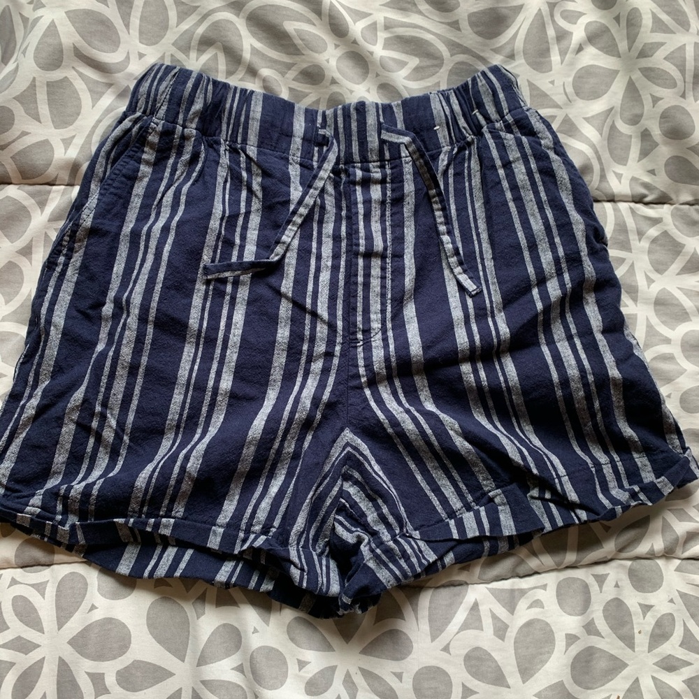 Striped High Waisted Drawstring Shorts